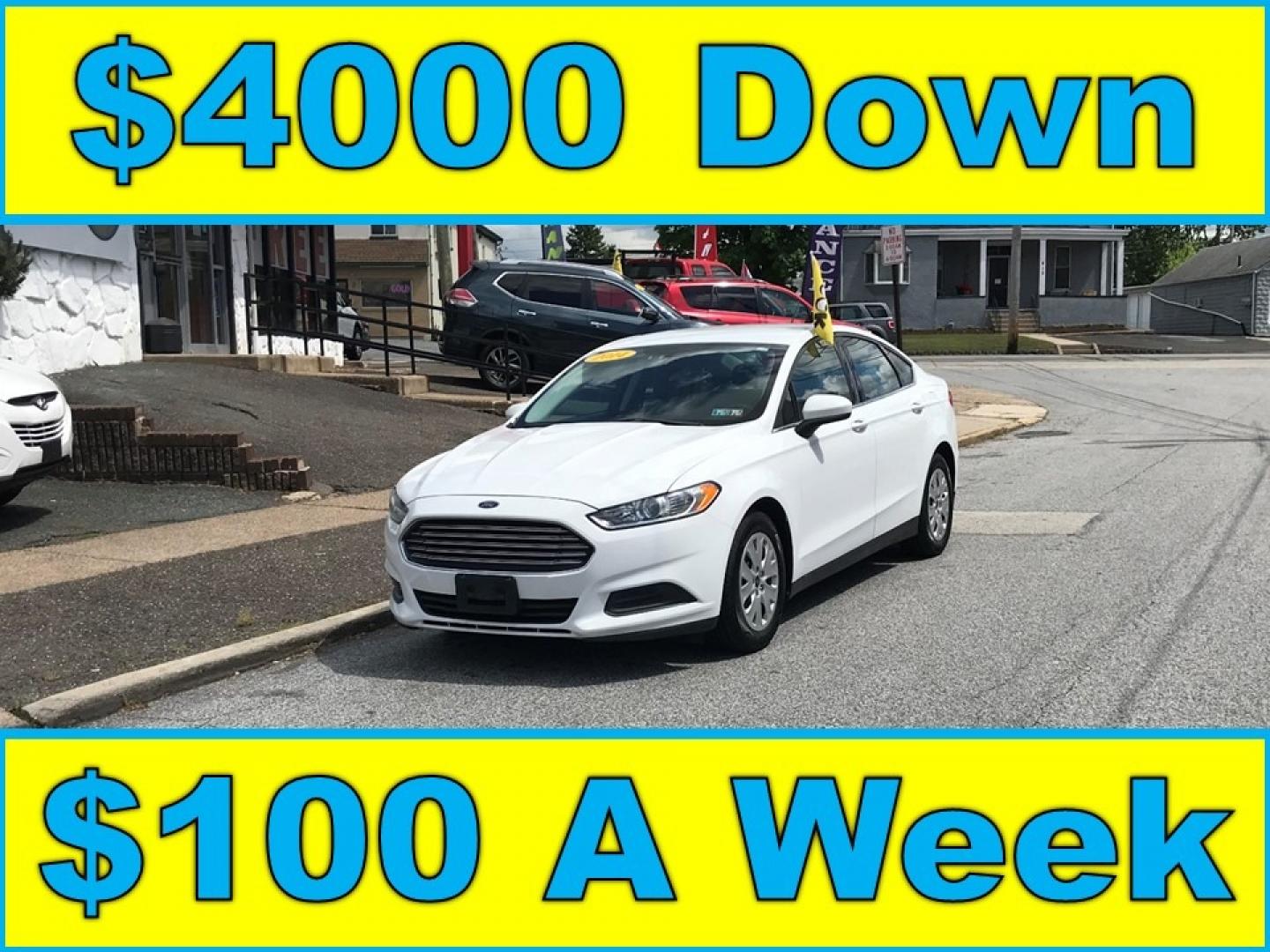 2014 White /Black Ford Fusion S (3FA6P0G74ER) with an 2.5 V4 engine, Automatic transmission, located at 577 Chester Pike, Prospect Park, PA, 19076, (610) 237-1015, 39.886154, -75.302338 - Photo#0